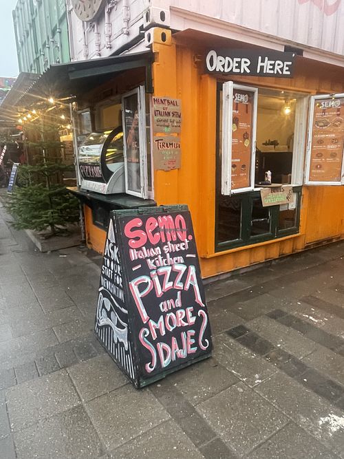 Vegan pizza and deserts   at Semo. Italian Street Kitchen  in Copenhagen