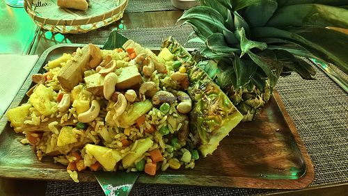 Rice and pineapple with tofu (ask to replace chicken with tofu and remove egg) at Pattaya Restaurant in Porto