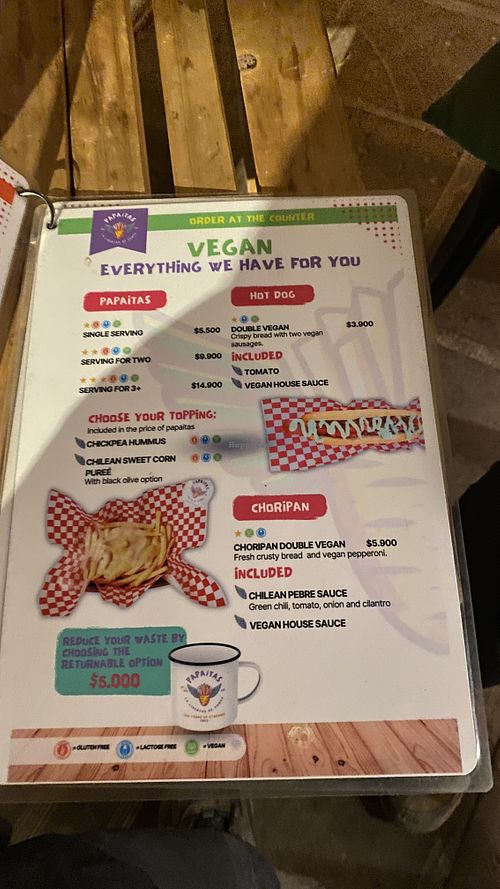 Menú vegano  at Papaita Fastfood in Antofagasta