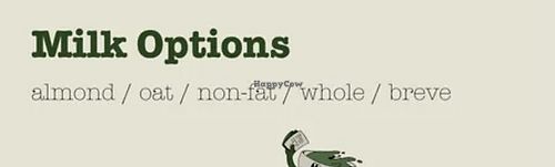 Alternative milk options  at Gremlin Garage in Costa Mesa