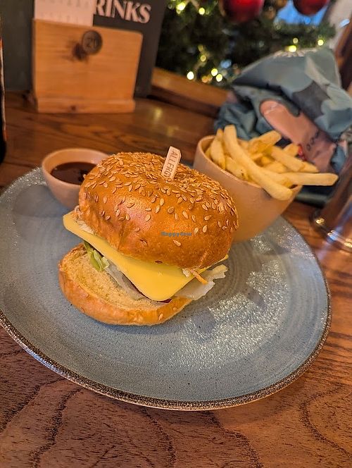 Beyond Meat® Sprout Pesto Burger with fries and BBQ sauce at The Museum in Sheffield