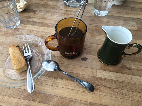 A tea with sufficient oat milk for an Englishman hooray! at Sering Centraal in Amsterdam