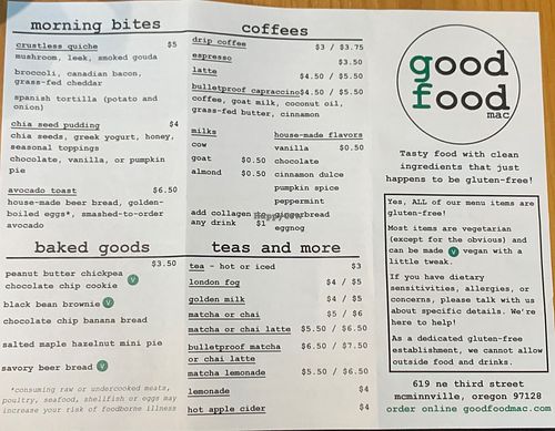 Menu at Good Food Mac in Mcminnville