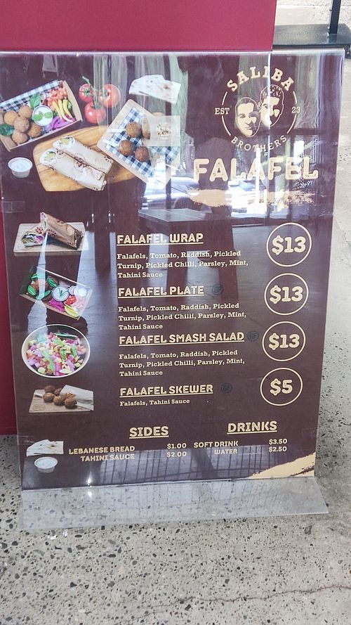 menu at Saliba Brothers - Falafel in Rosebery