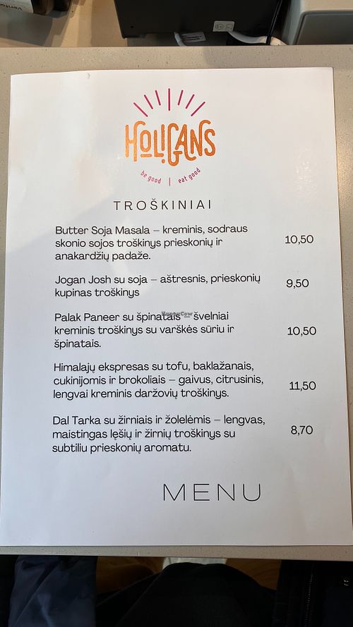 Menu (Oct 2025) at Holigans - PC Europa in Vilniaus Apskritis