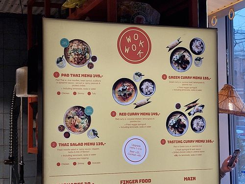 Main section of the menu at Wok Wok Tivoli Food Hall in København