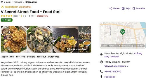 Existing Listing in HC at V Secret Vegan in Chiang Mai