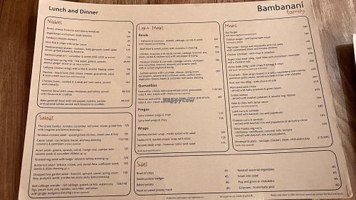 Menu (Oct 2025) at Bambanani Melville in Gauteng