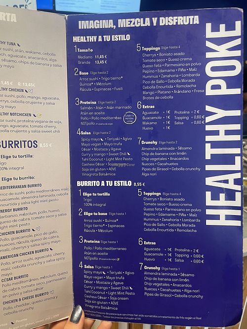 menu of healthy poke in december 2025  at Healthy Poke in Sevilla