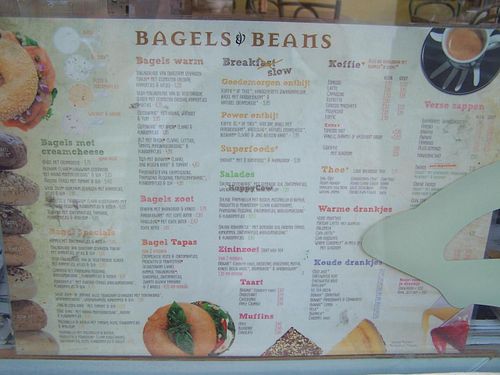 Menu as of 2014 at Bagels & Beans - Haarlemmerdijk in Amsterdam