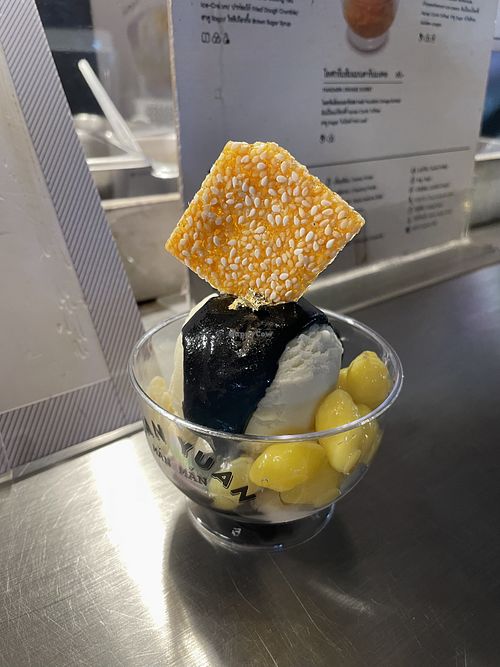 Soya ice cream with black sesame saucee  at Yuan yuan in Krung Thep Maha Nakhon