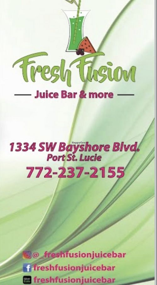 Menu  at Fruit Fusion Juice Bar in Port St Lucie