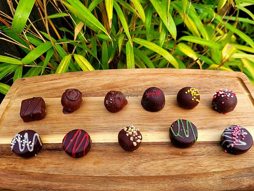 Handmade Luxury Vegan Chocolates. at Maisie's Chocolate Shop in Wales