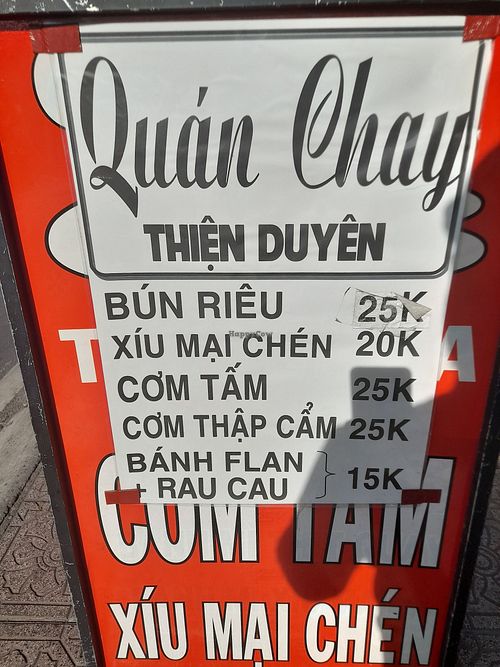 Menu in Vietnamese only at Bánh ướt Chay, Bánh Mì Chay in Thành Phố Hồ Chí Minh