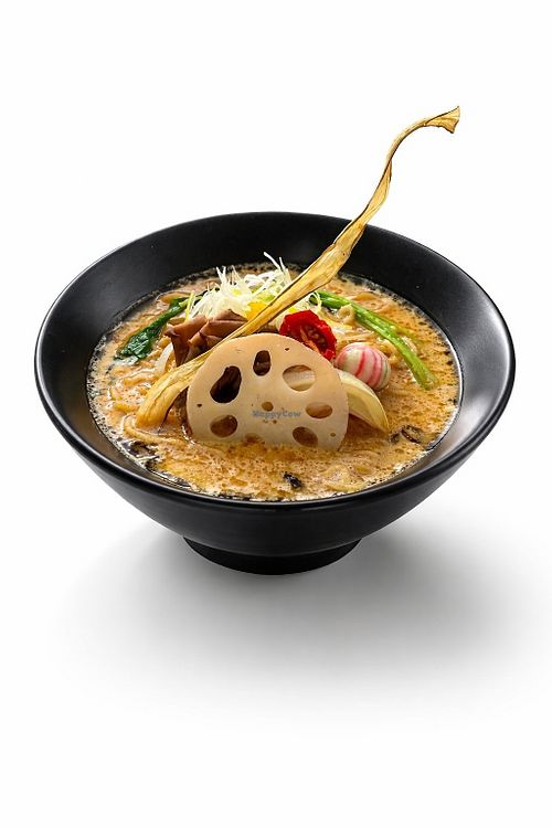 Rich Sesame Ramen - Kyoto white miso and sesame paste, thick noodles. 100% plant-based. at KOKU Vegan Ramen Kyoto Ginkakuji in Kyoto