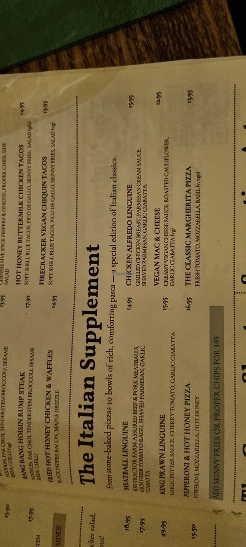 Menu 2 at The Earl of Strafford at Hooton Roberts in England