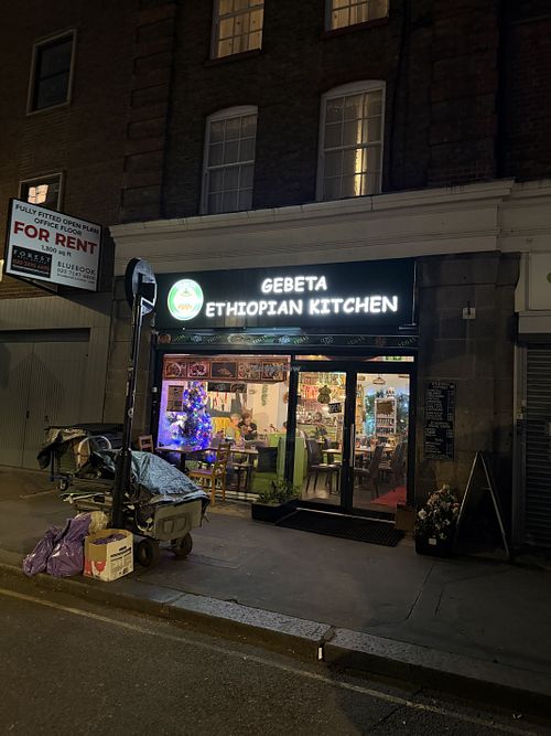 The storefront on Leather Lane. They also have a booth out front on market days    at Gebeta Ethiopian Kitchen in London