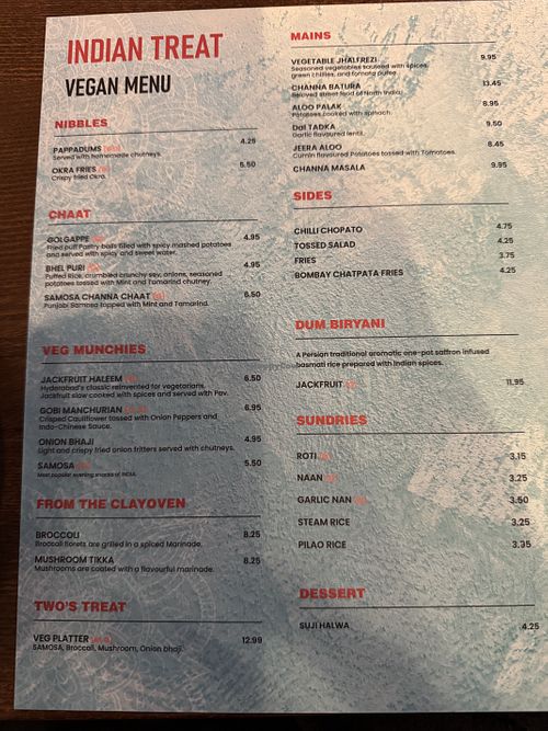 Decent variety of vegan options.  at Indian Treat in Cheadle