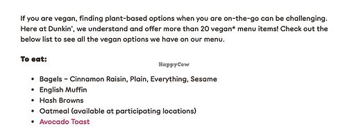 Vegan Options at Dunkin' in Lake Forest