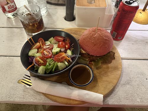 With salad  at Amara Restaurant & Bar in Chang Wat Surat Thani
