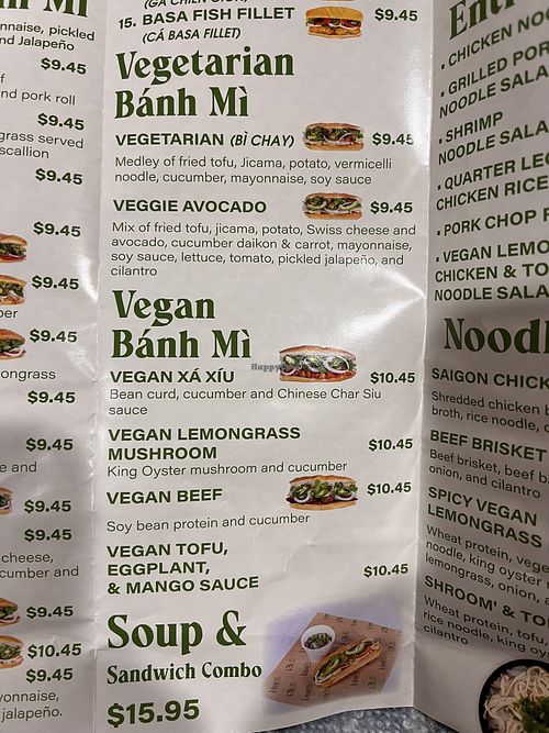 Vegetarian is made vegan if you hold the mayo.  Six sandwiches to choose from !  at Ba Le Sandwiches in Rockville