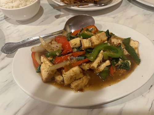 Basil stir-fry with tofu   at Siam Square in Hawaii