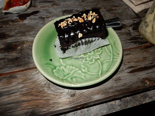 Vegan chocolate cake at Amrita Garden in Chiang Mai
