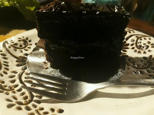 Vegan chocolate cake at Amrita Garden in Chiang Mai