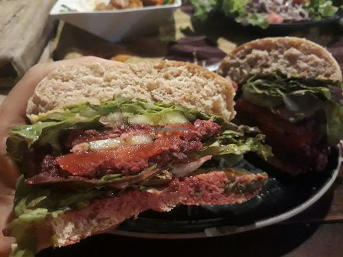 Pulled jackfruit burger at Amrita Garden in Chiang Mai