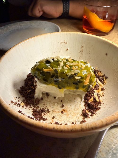 Vegan Panna Cotta - partly eaten it was too good to wait to photo! at Jolene by the Sea in Anjuna