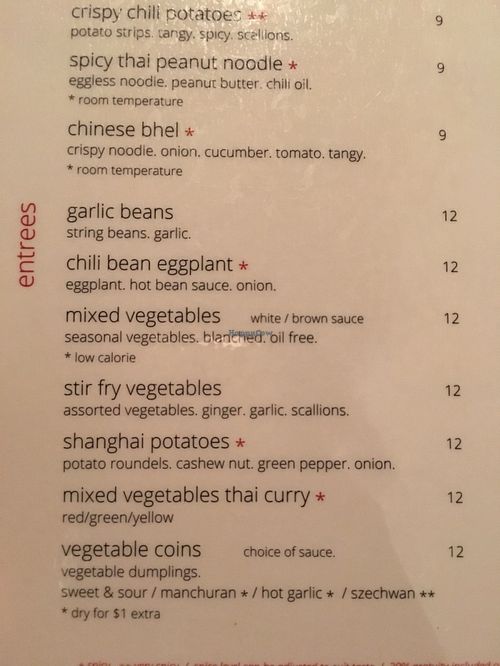 vegan menu 2 at Inchin's Bamboo Garden in Scottsdale