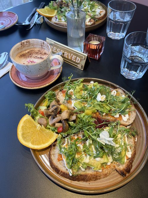 Avocado sourdough and dirty chai with oat milk   at Taara in Royal-leamington Spa
