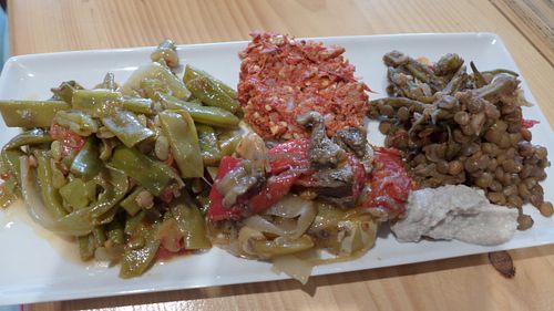 mixed plate at Vegan Community Kitchen in Istanbul