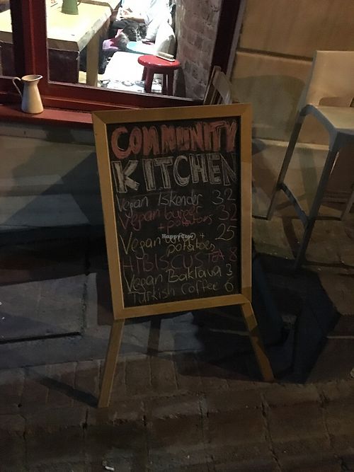 Sign at Vegan Community Kitchen in Istanbul