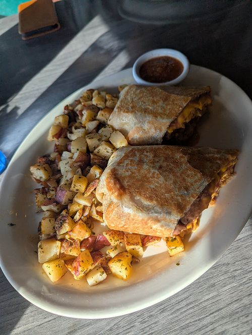 Vegan breakfast burrito at Biscuits Café in West Linn