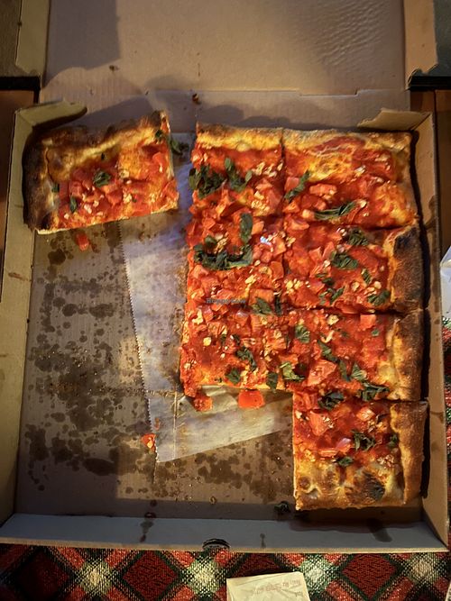 Sicilian cheeseless margherta pie    at Wally's Restaurant & Pizzeria in Hawley