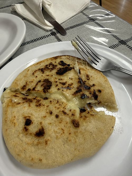 Garlic bean cheese pupusa   at Pupusas Locas in Covington