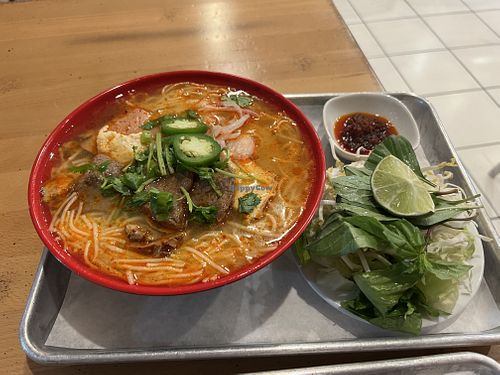 Spicy pho  at Hallo Vegan in Morrow