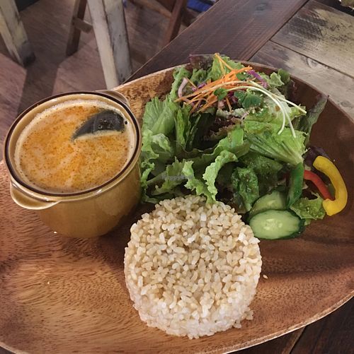 daily lunch special (eggplant curry).  at Cafe VG in Naha