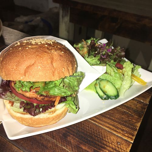 vegan burger on lunch menu at Cafe VG in Naha
