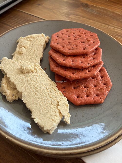 Crackers and goat cheese secret taster  at The Tree Rooms in Newcastle Upon Tyne