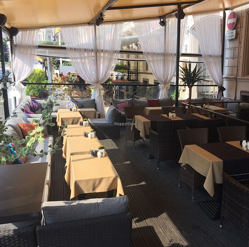 outside seating at Buddha Restorans in Riga