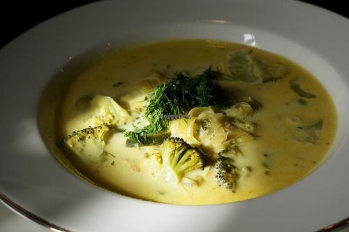 Coconut soup (Vegan). at Buddha Restorans in Riga