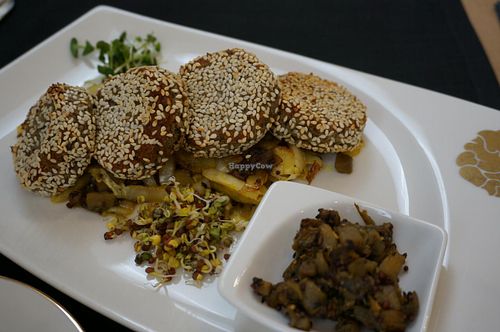 Black Lentil burgers (Vegan). at Buddha Restorans in Riga