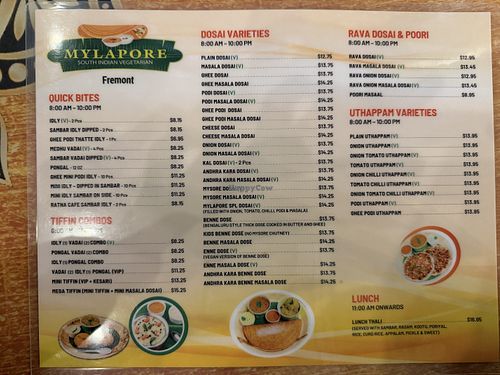 All vegan options in (v)  at Mylapore - Fremont in Fremont