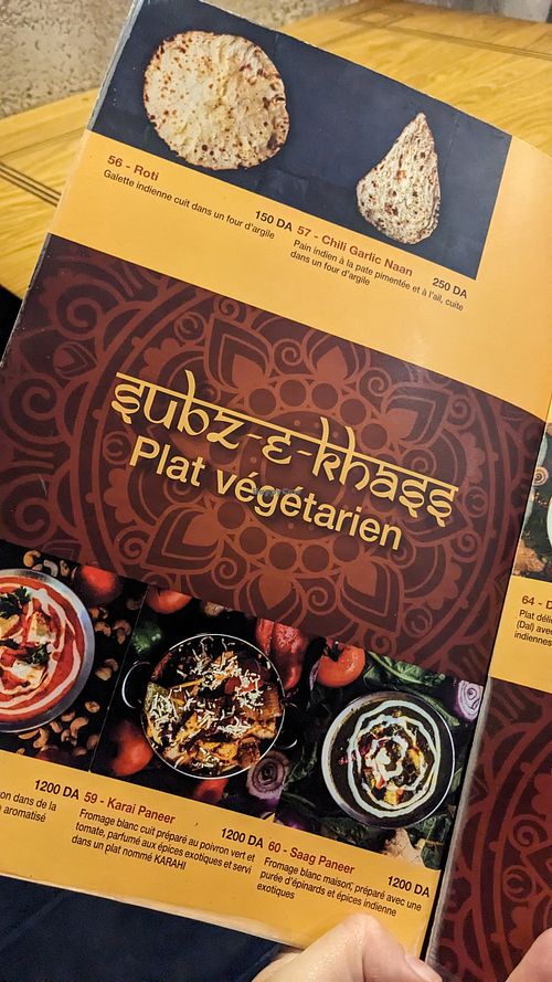 Menu at Taste of India in Algiers