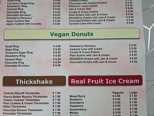 Vegan menu at Go Nuts On Donuts in Christchurch