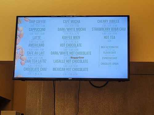 Dairy free hot chocolate with dairy free whipped cream at South Bend Chocolate Co in Indianapolis