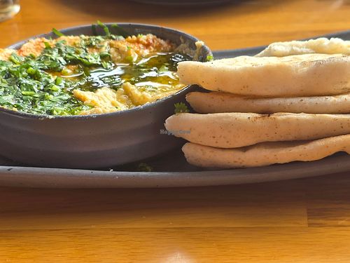 Hummus and pita platter at Route 7 Brewing in Ashburn