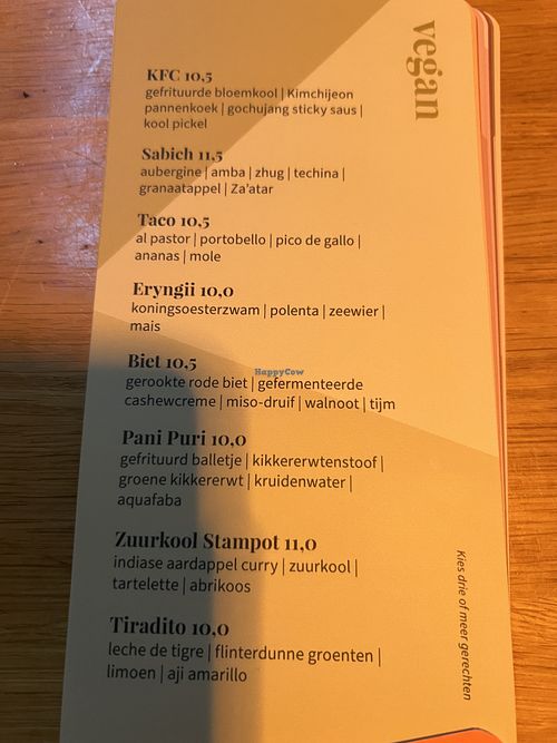 Alle vegan opties voor het hoofdgerecht  at Foodbar 39 in Den Burg